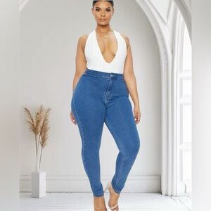Women’s Denim Jeans Plus Size 20 Mid Wash High Rise Skinny  PrettyLittleThing